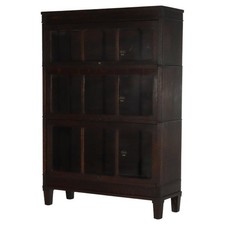Antique Mission Oak 4-Stack Barrister Bookcase with Leaded Glass Mullion Doors — listing 3