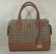 Anne Klein Vintage Tan Leather Shoulder Bag with Lion Head Logo