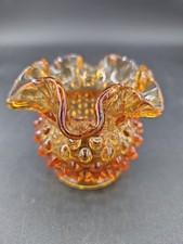 Vintage Amber Ruffled Crimped-Edge Glass Bowl — listing 6