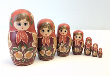 Russian Matryoshka Nesting Dolls, 5-Piece Set, Red with Pink Roses — listing 4