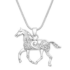 Gold-Tone Rhinestone Pave Horse Circle Pendant — listing 5