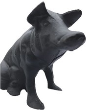 Cast Iron Standing Pig Figure / Doorstop, Black Painted Finish Two halves joined with a visible seam — listing 3