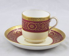 Mintons for Tiffany & Co. Gold Encrusted Demitasse Cups & Saucers, Pair