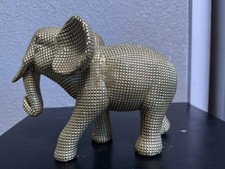 Decorative Resin Elephant Figurine with Blanket, Trunk-Up Good Luck Statue