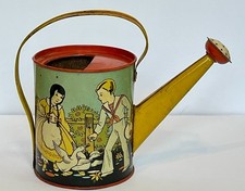 Vintage Tin Litho Child's Toy Watering Can with Circus/Carousel Graphics — listing 5