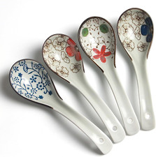 Chinese Soup Spoon with Asian Character and Persimmon Motif, White Melamine/Porcelain — listing 2