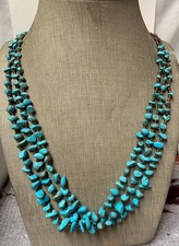 Southwestern Turquoise Nugget Bead Necklace with Silver Accents — listing 3