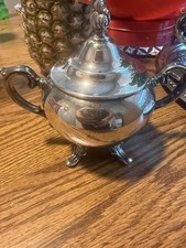 Vintage Silverplate Twin-Handled Sugar Bowl with Tarnished Spoon — listing 4