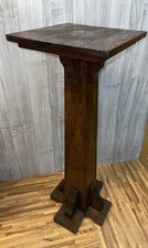 Antique Oak Oval Pedestal Dining Table with Carved Claw Feet and Pressed-Back Chairs — listing 4