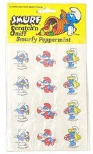 Vintage Smurf Scratch 'n Sniff Smurfy Bubble Gum Stickers - Sealed Pack of 12 — listing 2
