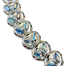 Rhinestone Marquise Blue Crystal Tennis Bracelet with Halo Setting — listing 4