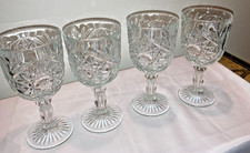 Vintage Pressed Glass Cut-Style Bowl with Fan and Diamond Pattern, Scalloped Rim — listing 2