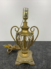 Vintage Brass Turned-Baluster Table Lamp Base with Harp — listing 3
