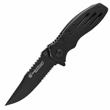 Smith & Wesson Framelock Folding Pocket Knife with Partially Serrated Drop-Point Blade, listing 5
