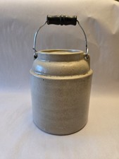 Antique Stoneware Storage Jar with Lid and Twin Handles