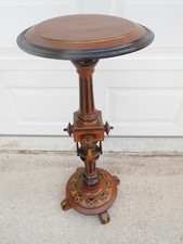 Antique Victorian Walnut Round Pedestal Parlor Table with Tripod Base — listing 4