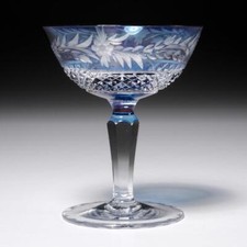 Cut Glass Footed Dessert / Sherbet Dish with Diamond and Fan Pattern — listing 2