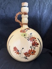 Middle Eastern Decorative Pilgrim Flask with Hand-Painted Wood Neck and Blown Glass Body — listing 2