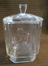 Vintage Pressed Glass Covered Biscuit Jar / Cracker Jar with Faceted Finial — listing 5