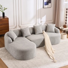 Two-Tone Chenille and Faux Leather Sectional Sofa with Chaise — listing 6