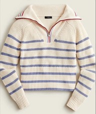 J.Crew Camel & Black Striped Full-Zip Hooded Sweater Jacket, Size M — listing 6