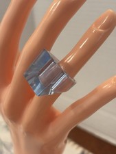 Vintage Clear Faceted Acrylic Lucite Ring Presentation Box with Black Velvet Insert — listing 2