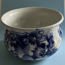 Antique Flow Blue and Gold Ironstone Chamber Pot
