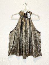 Metallic Gold Foil Spaghetti Strap Camisole Tank Top — listing 3