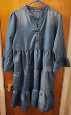 Given Kale Black Denim Tiered Shirt Dress, Short Sleeve, Size XL — listing 4
