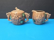 Elbro Hand Decorated Porcelain Sugar Bowl and Creamer Set with Courting Couple Scene — listing 2