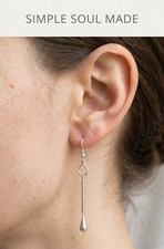Sterling Silver Modernist Curved Wire Dangle Drop Earrings — listing 2