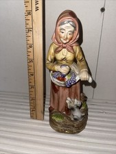 Vintage Grandmother Porcelain Character Doll in Green Velvet Dress with Pearl Collar — listing 2