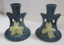 Roseville Pottery Sunflower Candlestick with Handled Base — listing 2
