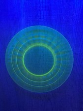 Vintage Uranium Glass Rimmed Salad/Dessert Plate with Starburst Center, 8.5 inch — listing 4