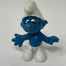 Brainy Smurf Vintage Brains Smurf PVC Figure with Red Book — listing 3