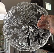 Pressed Glass Pinwheel & Star Pedestal Compote / Punch Bowl Base