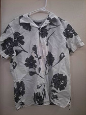 Express Men's Short-Sleeve Floral Print Button-Up Shirt, Size S — listing 6