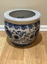 Vintage Chinese Porcelain Fish Bowl Planter Satsuma Style Goldfish Jardinière 9in — listing 3