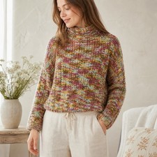 Le Lis Collection Women's Open-Knit Sweater, Cream with Red Chevron Detail, Size M — listing 3