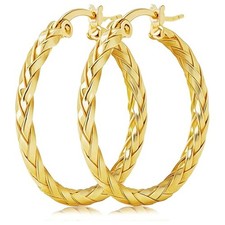 Gold-Tone Hoop Earring Set (5 Pairs) with Faux Pearl, Textured & Smooth Hoops — listing 3