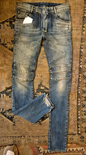 Balmain Black Biker Jeans with Ribbed Panels and Zipper Details, listing 2