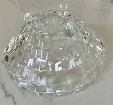 Vintage Cube/Diamond Pattern Footed Glass Bowl with Scalloped Rim — listing 3