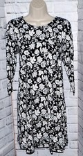 LOFT Outlet Women's Black Floral Print Dress, Size L — listing 4