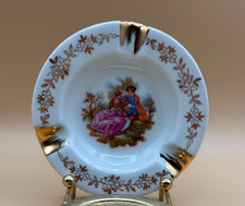 Vintage Limoges France Porcelain Ashtray with Floral Bouquet, Green Band and Heavy Gold Gilt — listing 3