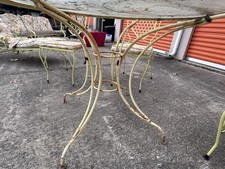 Vintage Wrought Iron 5-Piece Patio Dining Set with Mesh Round Table and 4 Chairs — listing 6