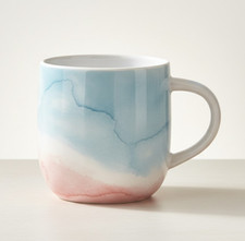Studio Pottery Marbled Swirl Ceramic Coffee Mug, Blush and Cream