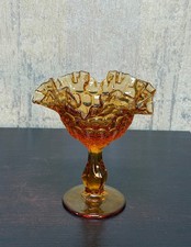 Vintage Amber Blown Glass Ruffled Rim Bowl — listing 2