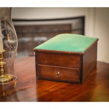 Antique Walnut Freestanding Sewing / Work Box on Cabriole Legs with Lift-Out Tray — listing 3