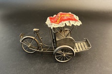 Miniature Handcrafted Black Wire Metal Cycle Rickshaw (Pedicab) Model with Canopy — listing 4