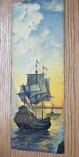 Framed Black & White Photographic Print of Tall Ship at Sunset — listing 5